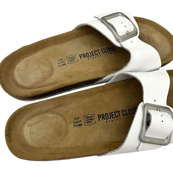 Project clouds Ibiza Sandals Leather Slides White Comfort Coastal Grandma shoes - Picture 5 of 8
